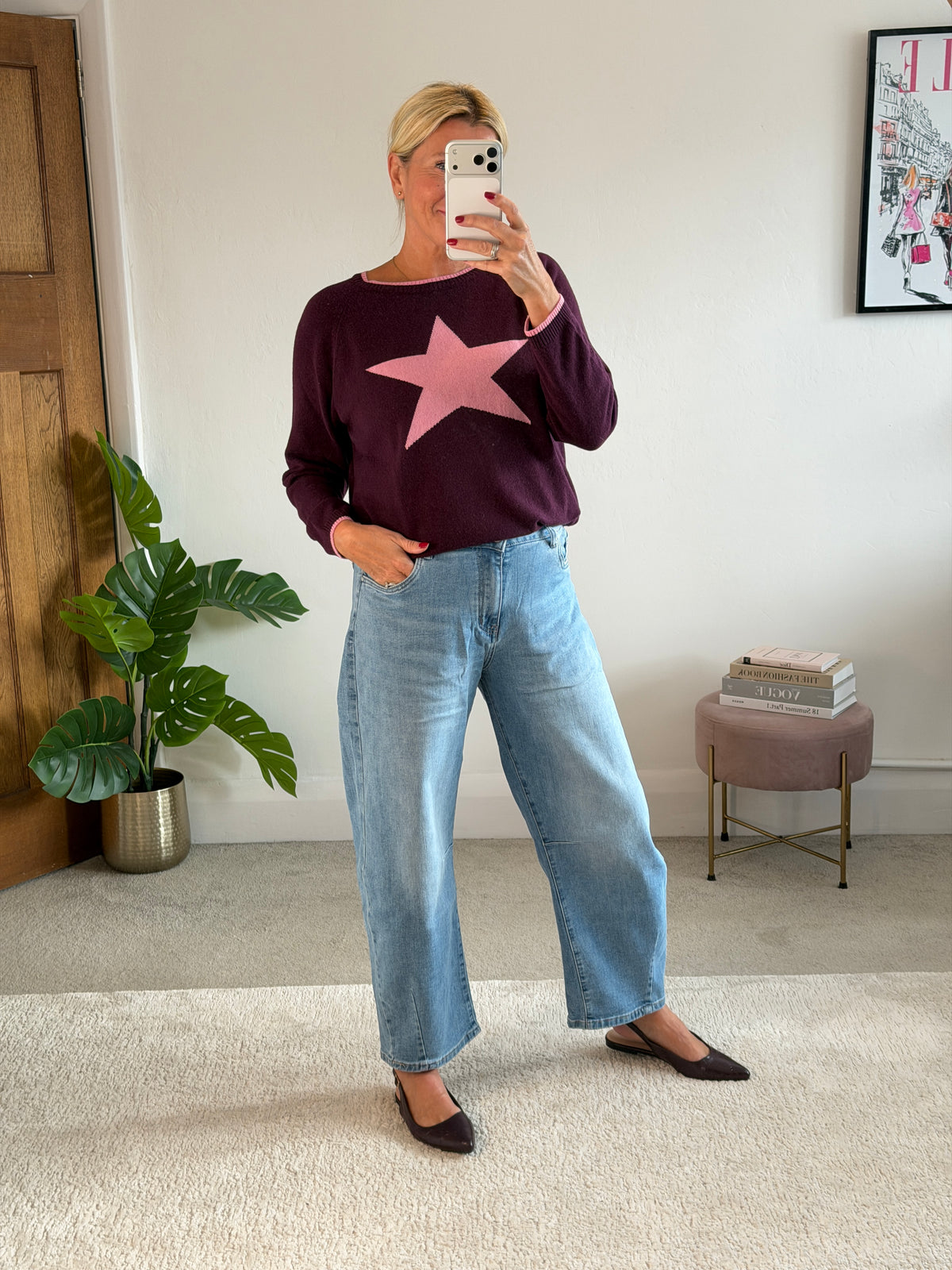 Plum/Pink Cashmere Mix Star Jumper