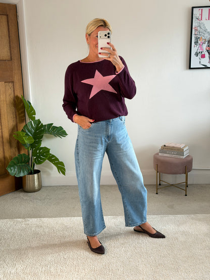 Plum/Pink Cashmere Mix Star Jumper
