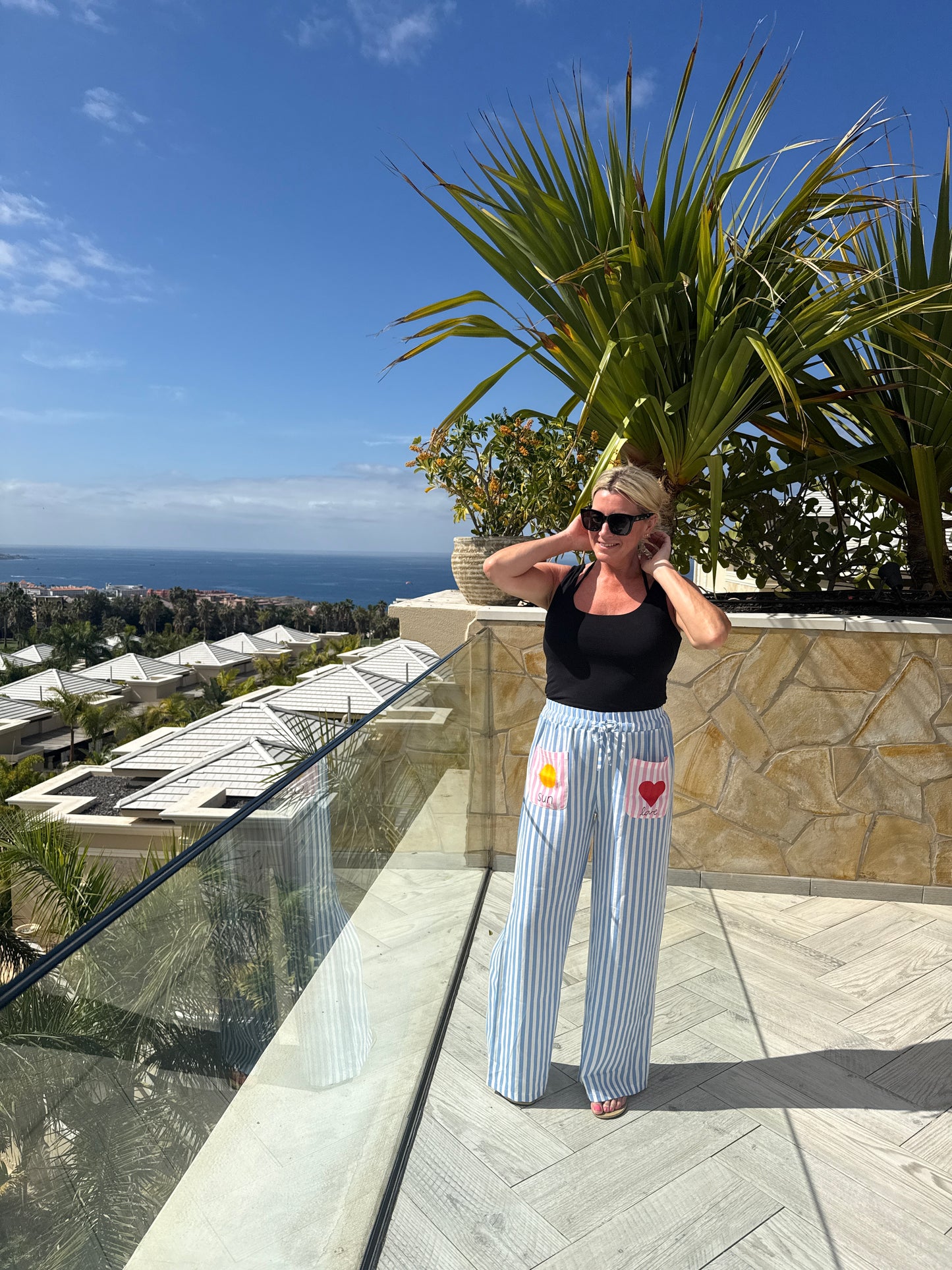 Blue Candy Stripe Linen Mix Trousers