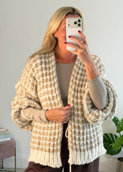 Beige/Cream Cosy Stripe Cardigan