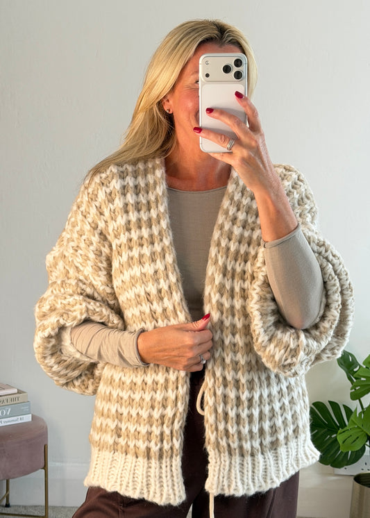 Beige/Cream Cosy Stripe Cardigan