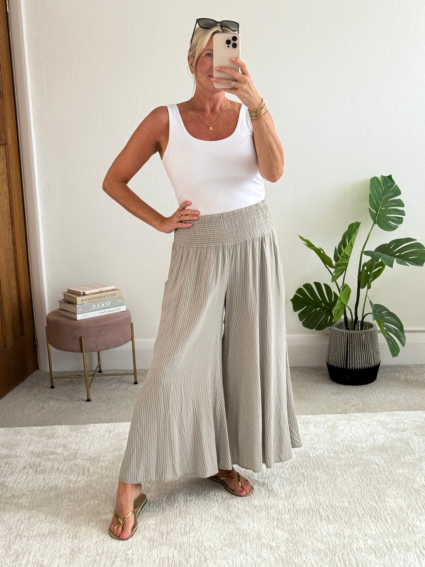 Mocha Stripe Palazzo Culottes