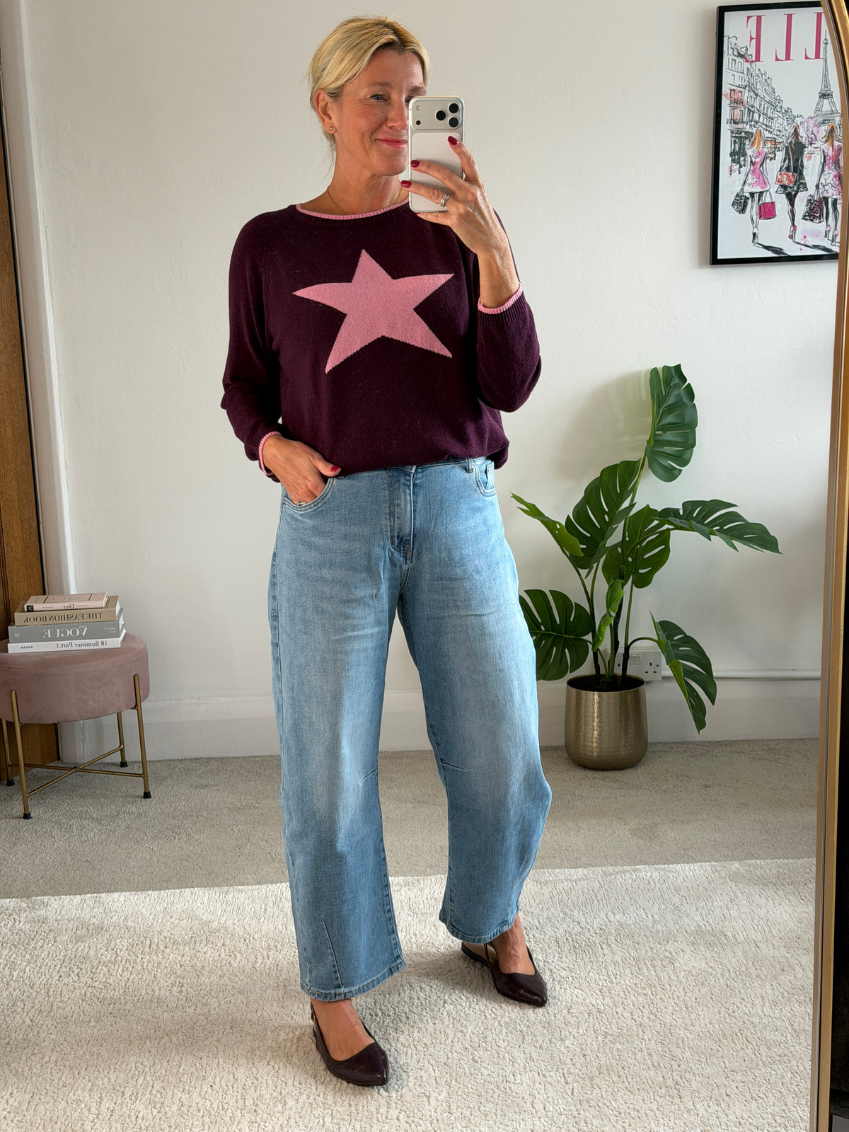 Plum/Pink Cashmere Mix Star Jumper