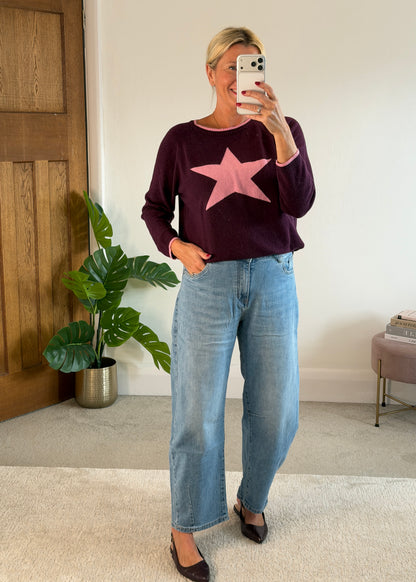 Plum/Pink Cashmere Mix Star Jumper