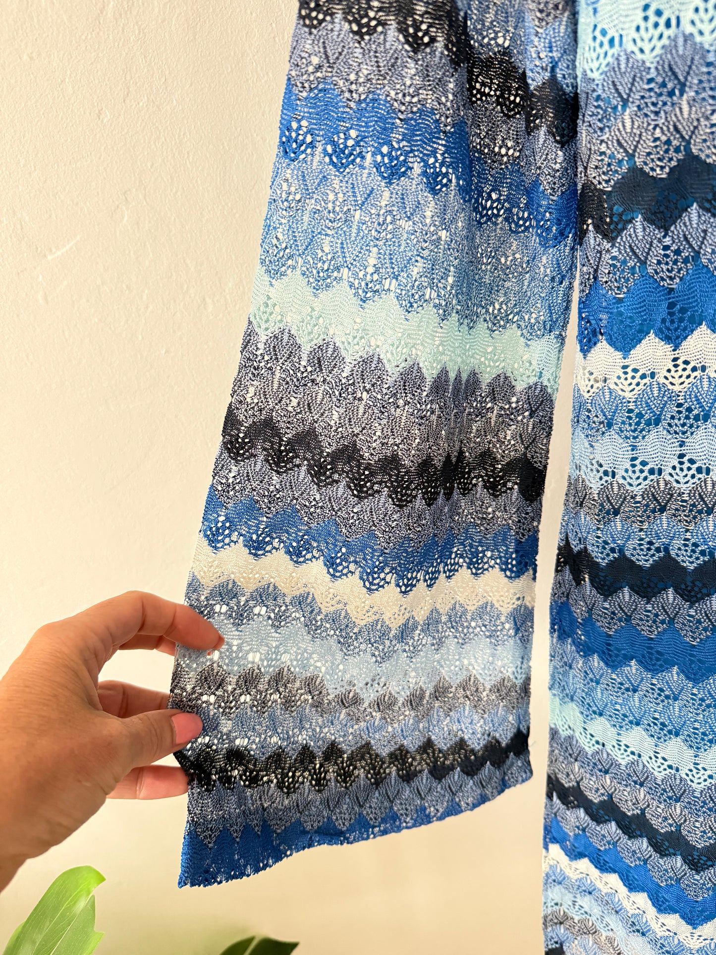 Blue Wavy Crochet Shift Dress