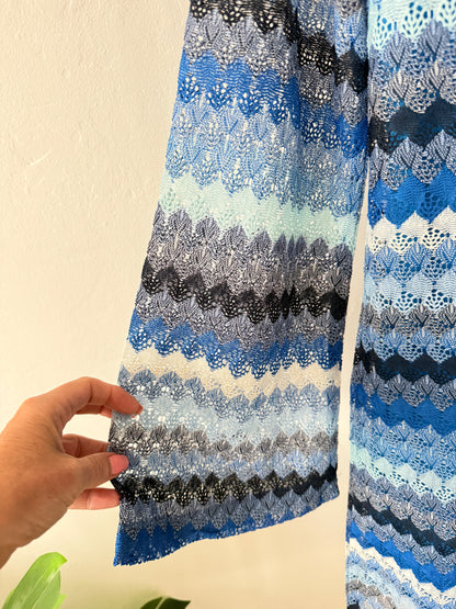 Blue Wavy Crochet Shift Dress