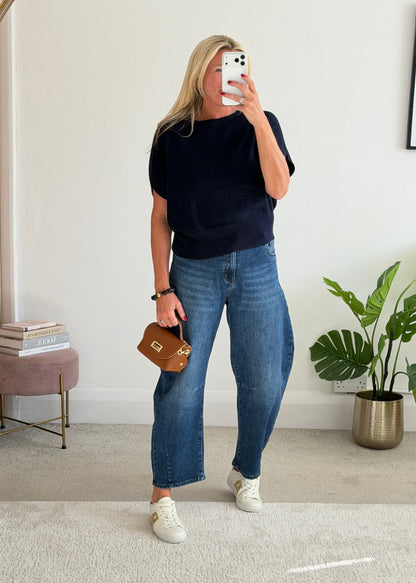 Navy S/Sleeve Batwing Jumper