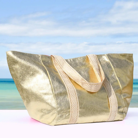 Gold Large Holdall Beach Bag