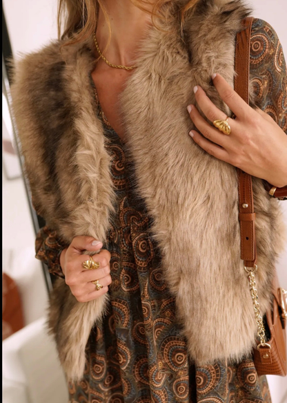 Taupe Faux Fur Gilet