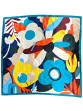 Turquoise Retro Floral Silk Touch Square Scarf