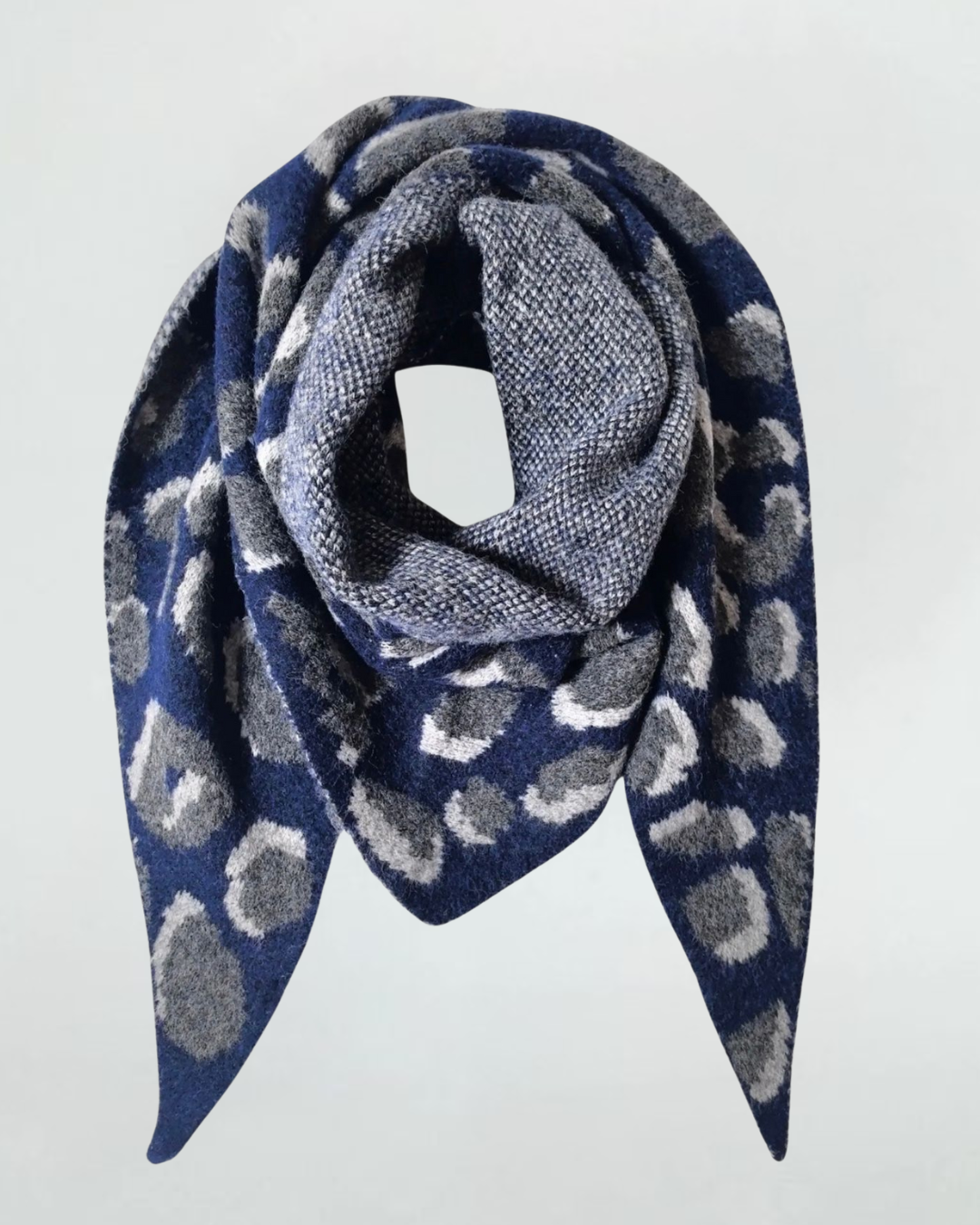 Navy Triangle Leopard Print Scarf -PRE ORDER