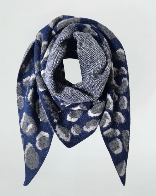 Navy Triangle Leopard Print Scarf -PRE ORDER