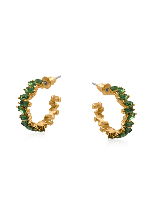 Green Sirens Crystal Hoop Earrings