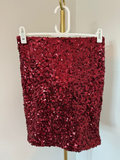 Berry Red Sequin Mini Skirt