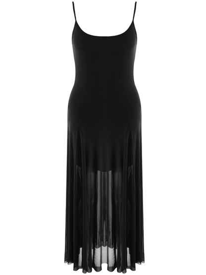 Black Strappy Mesh Maxi Dress