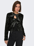 Lanika Black Bow Tie Front Sequin Jacket