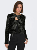 Lanika Black Bow Tie Front Sequin Jacket