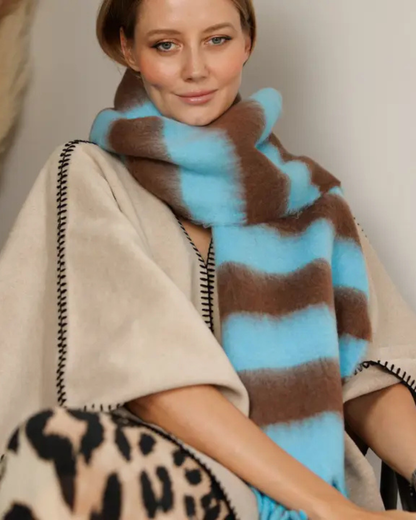 ♻️  Blue/Brown Cosy Striped Winter Scarf