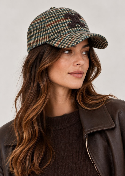 Teal Heritage Check Embroidered Baseball Cap