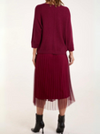 Burgundy 2 in 1 Batwing Jumper Dress