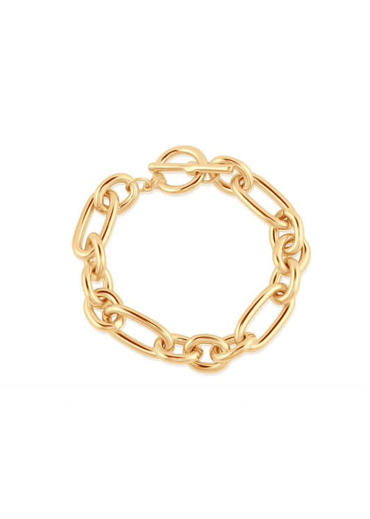 Gold Maude Oval Link T-Bar Statement Bracelet