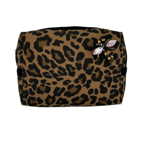 Large Leopard Print with Bee Pin Wash Bag