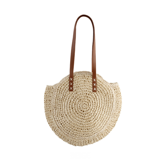 Beige Large Circle Straw Bag