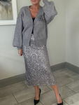 Italian Silver Sequin Pencil Skirt