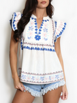Cream Embroidered Folk Blouse