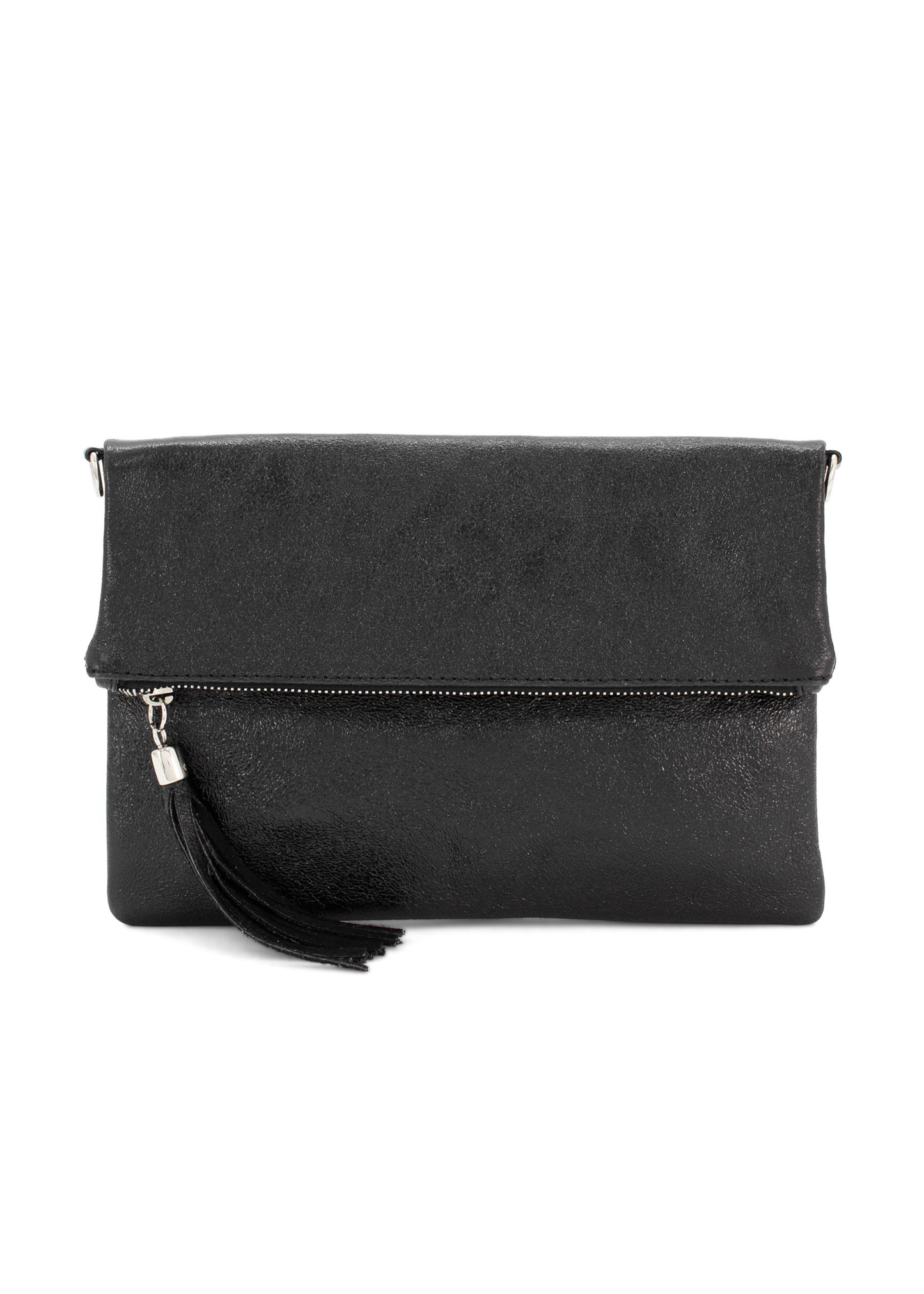 Gold Metallic Leather Fold-Over Clutch Bag