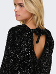 Black Sequin Bow Back Top