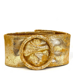 Gold Suede Wide Buckle Belt