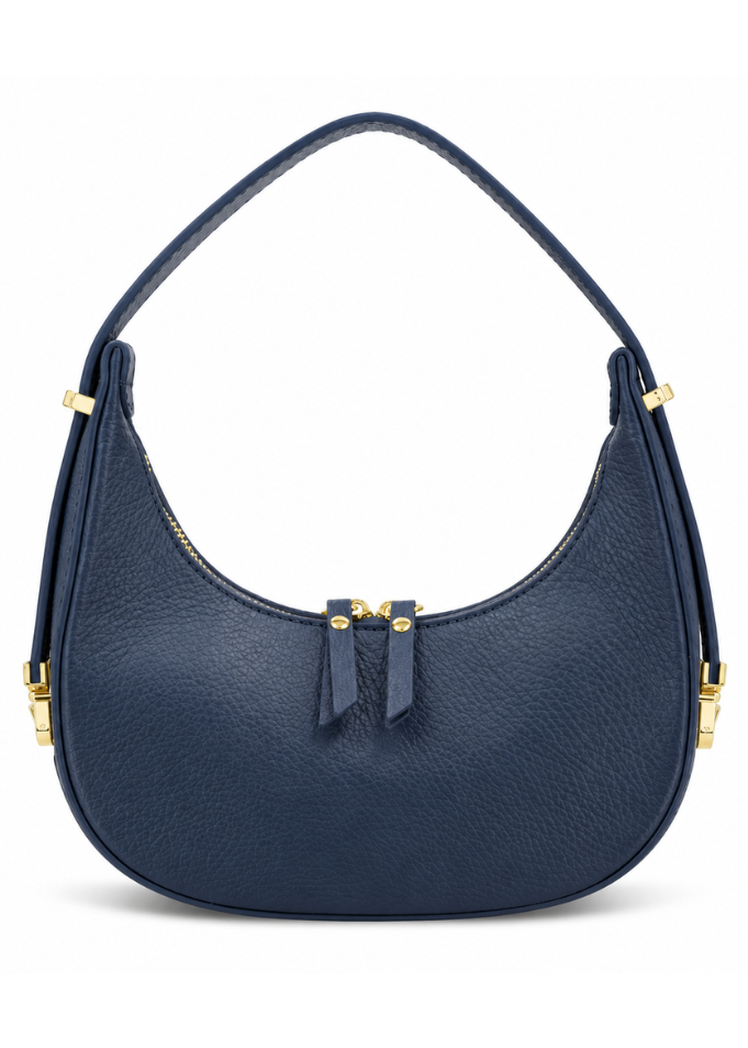 Dark Brown Leather Small Round Shoulder Bag