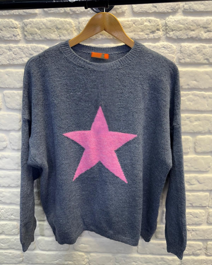 Denim Blue/Pink Star Jumper