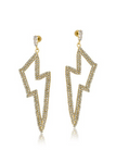 Gold Lightening Bolt Diamanté Earrings