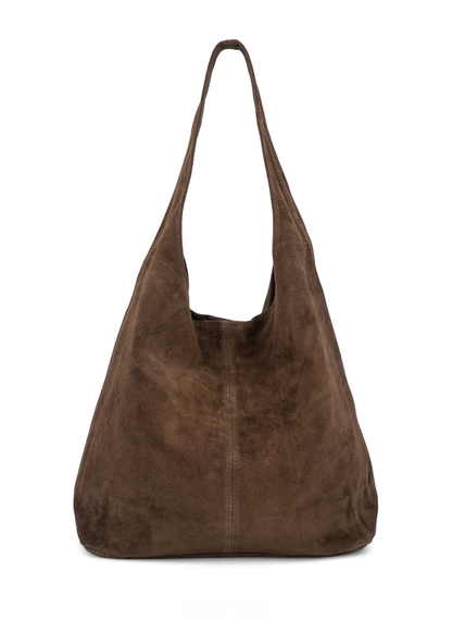 Navy Suede Leather Slouchy Hobo Bag
