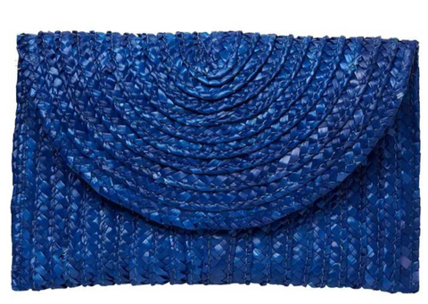 Blue straw clutch bag