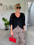Black Crochet Batwing Cardigan