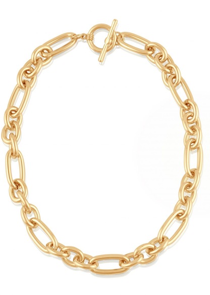Gold Maude Oval Link T-Bar Statement Necklace