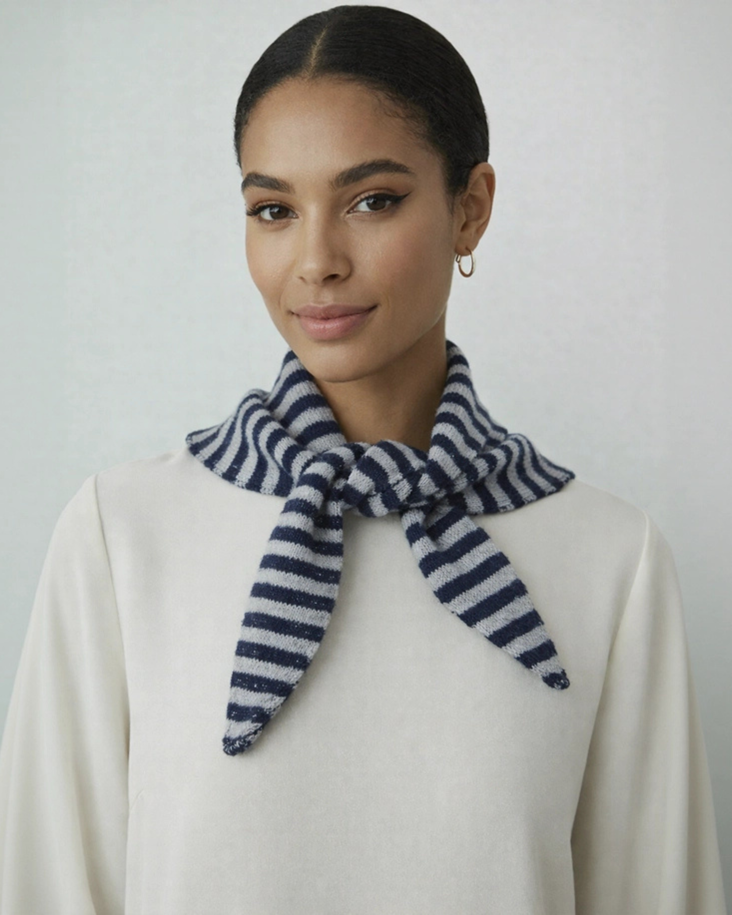Red/Cream Striped Triangle Neck Scarf