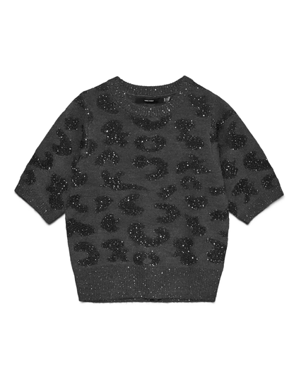 Dk Grey Sequin Animal S/S Jumper