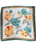 Sage Green Floral Pattern Silk Touch Square Scarf