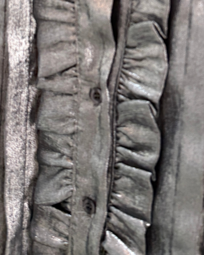 Chocolate Metallic Ruffle Front Blouse