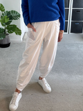 White Slim Barrel Cargo Joggers