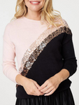 Sequin Diagonal Stripe Jumper