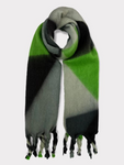 Green/Grey Fluffy Scarf with Tassels