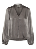 Mae Silver Grey Tie Neck Satin Blouse