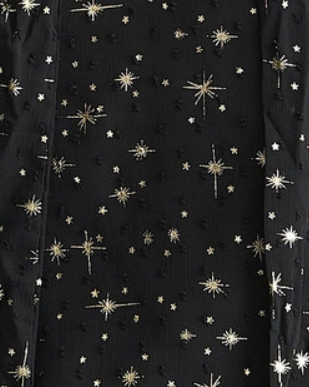Black Dobby Star Chiffon Tie Neck Blouse