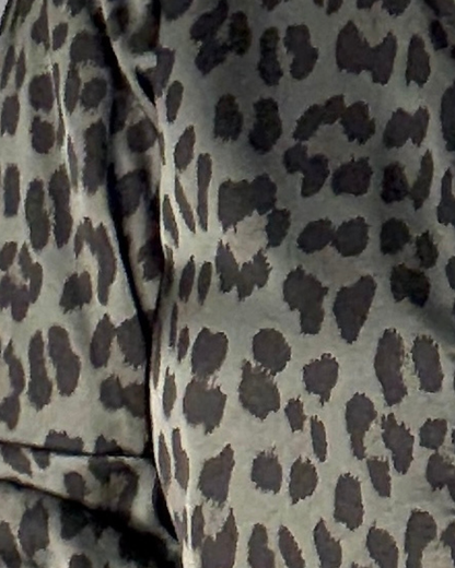 Dark Chocolate Leopard Silk Mix Bomber Jacket