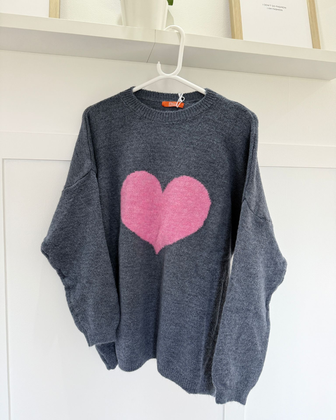 Denim Blue/Pink Heart Jumper